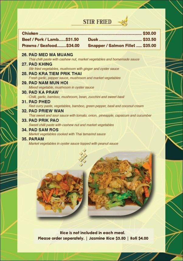 Dinner menu preview