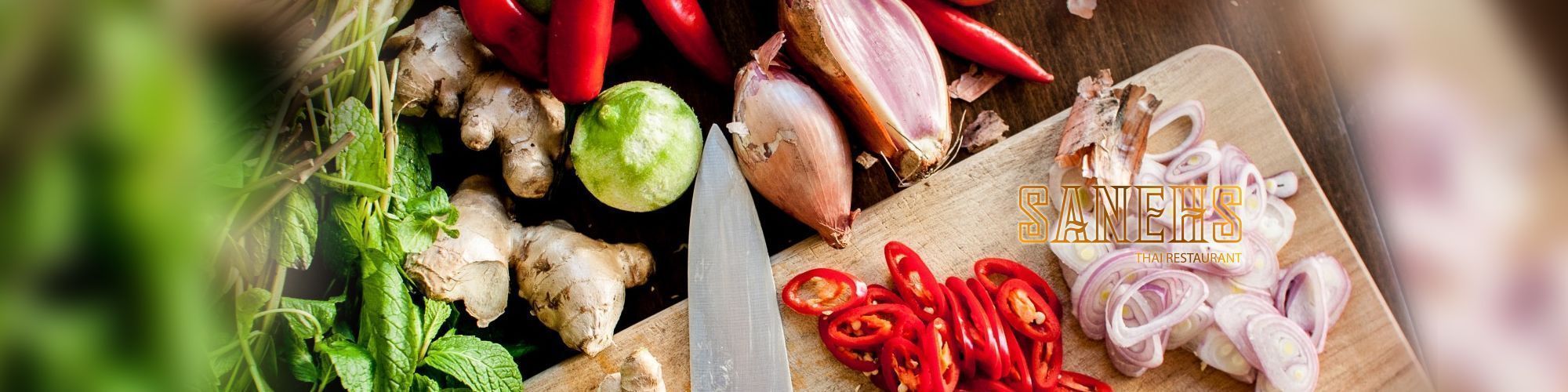 Fresh Thai ingredients and plated dishes